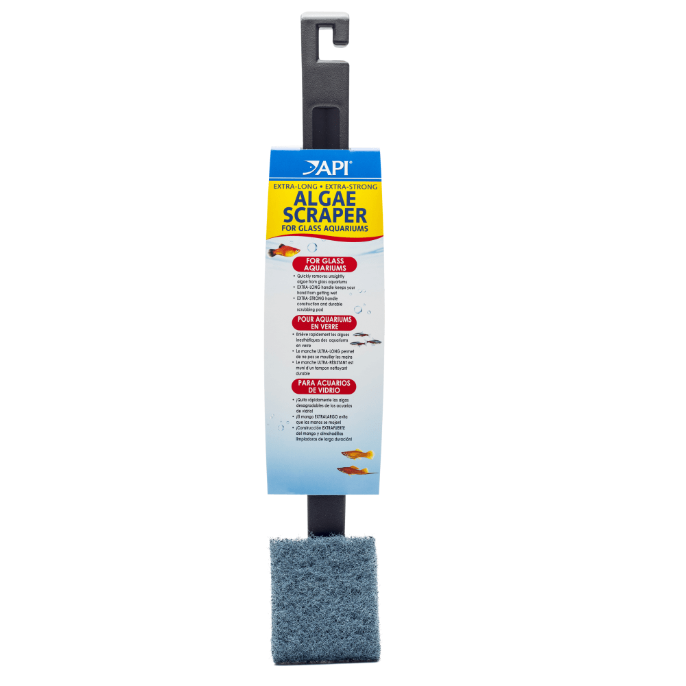 API Algae Scraper with long handle and replaceable blade for glass aquariums